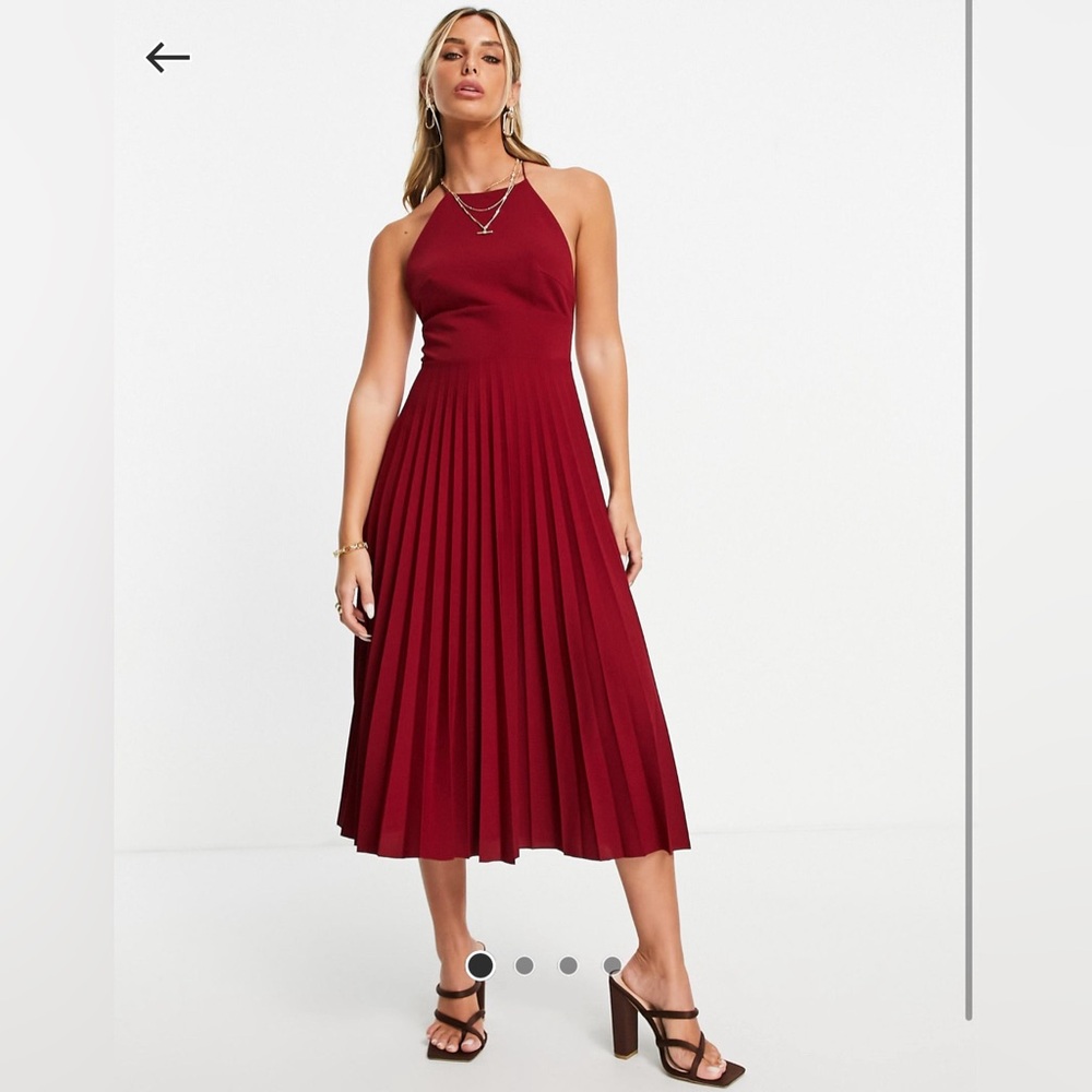 Skinny Back Racer Pleated Midi Dress